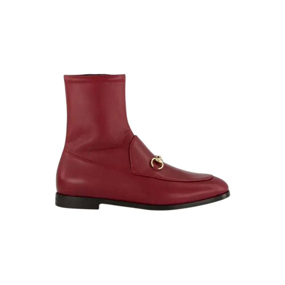 Gucci - Gucci Jordaan Burgundy Leather Ankle Boots